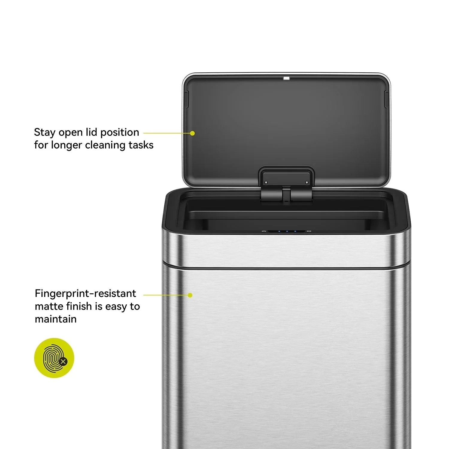 EKO Matte Stainless Steel Motion Sensor Kitchen Trash Can 13.2 Gallon - USA MEGA SHOP