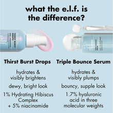e.l.f. SKIN Thirst Burst Drops bottle with pink nozzle dispensing gel droplet