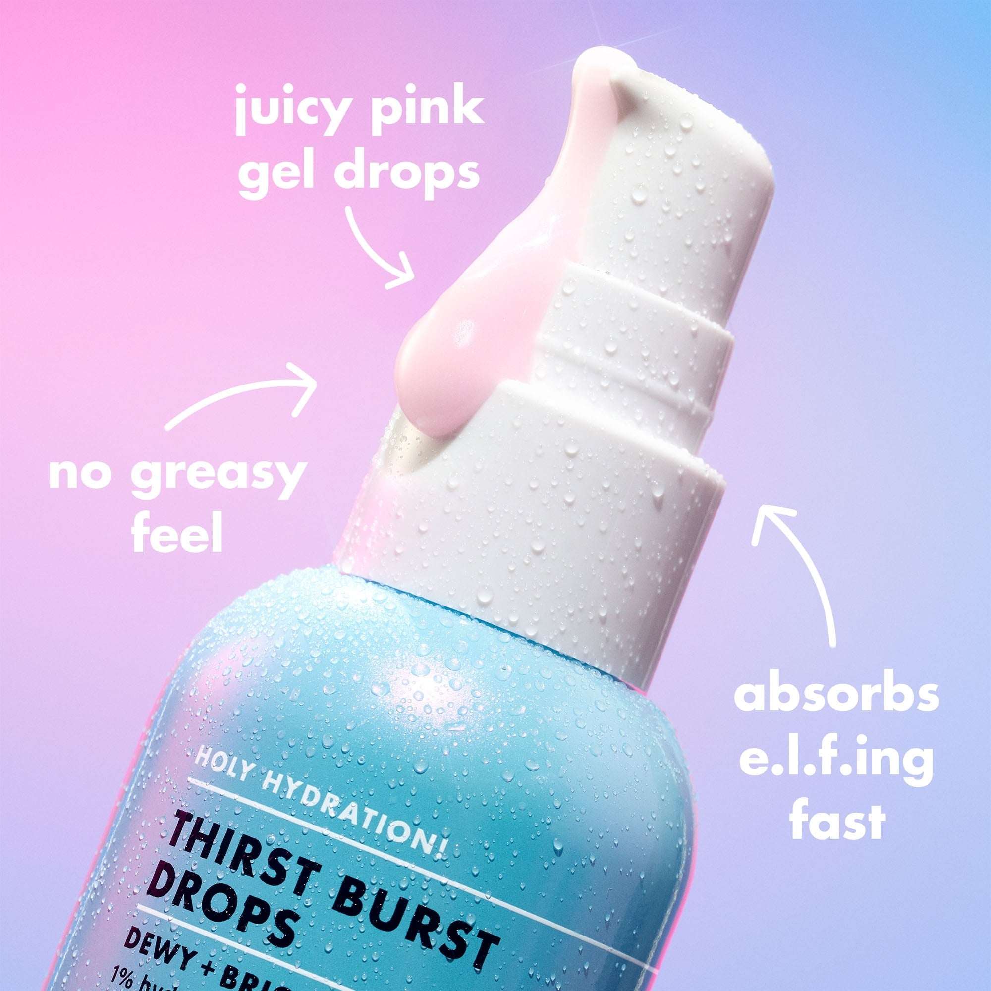 e.l.f. SKIN Holy Hydration! Thirst Burst Drops, Brightening & Hydrating Gel Serum, 1% Hydrating Hibiscus Complex + 5% Niacinamide, 1 fl oz
