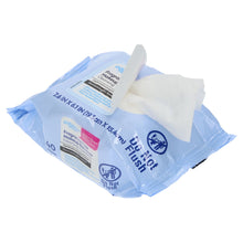 Fragrance-free makeup remover towelettes, 40 count, folded wipes partly pulled out