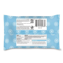 Blue makeup remover cleansing towelettes pack, back with directions and barcode