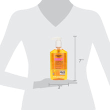 Acne wash bottle with white pump, size shown: 3 in wide, 7 in tall
