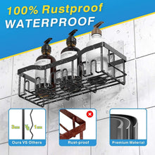 Rustproof adhesive shower caddy with multiple bottle slots and drainage shelf