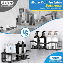 Adhesive shower caddy system with wall-mounted shelves for bathroom storage