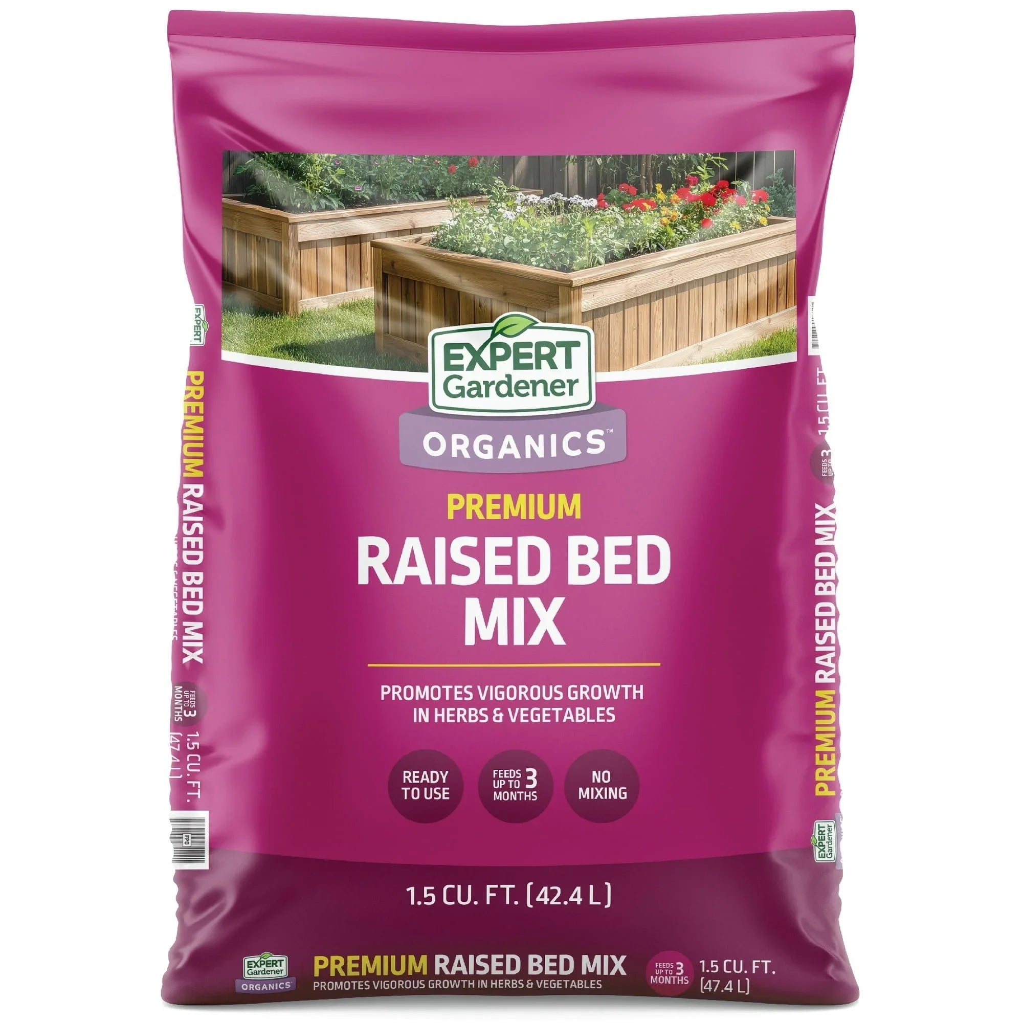 Expert Gardener Organic Raised Bed Soil with Worm Castings & Mycorrhiza, Peat-Free, Feeds up to 3 Months, 1.5cf