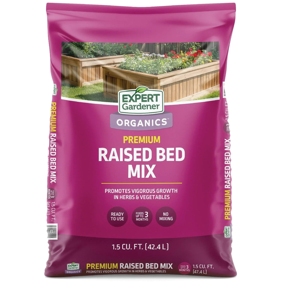 Expert Gardener Organic Raised Bed Soil with Worm Castings & Mycorrhiza, Peat-Free, Feeds up to 3 Months, 1.5cf