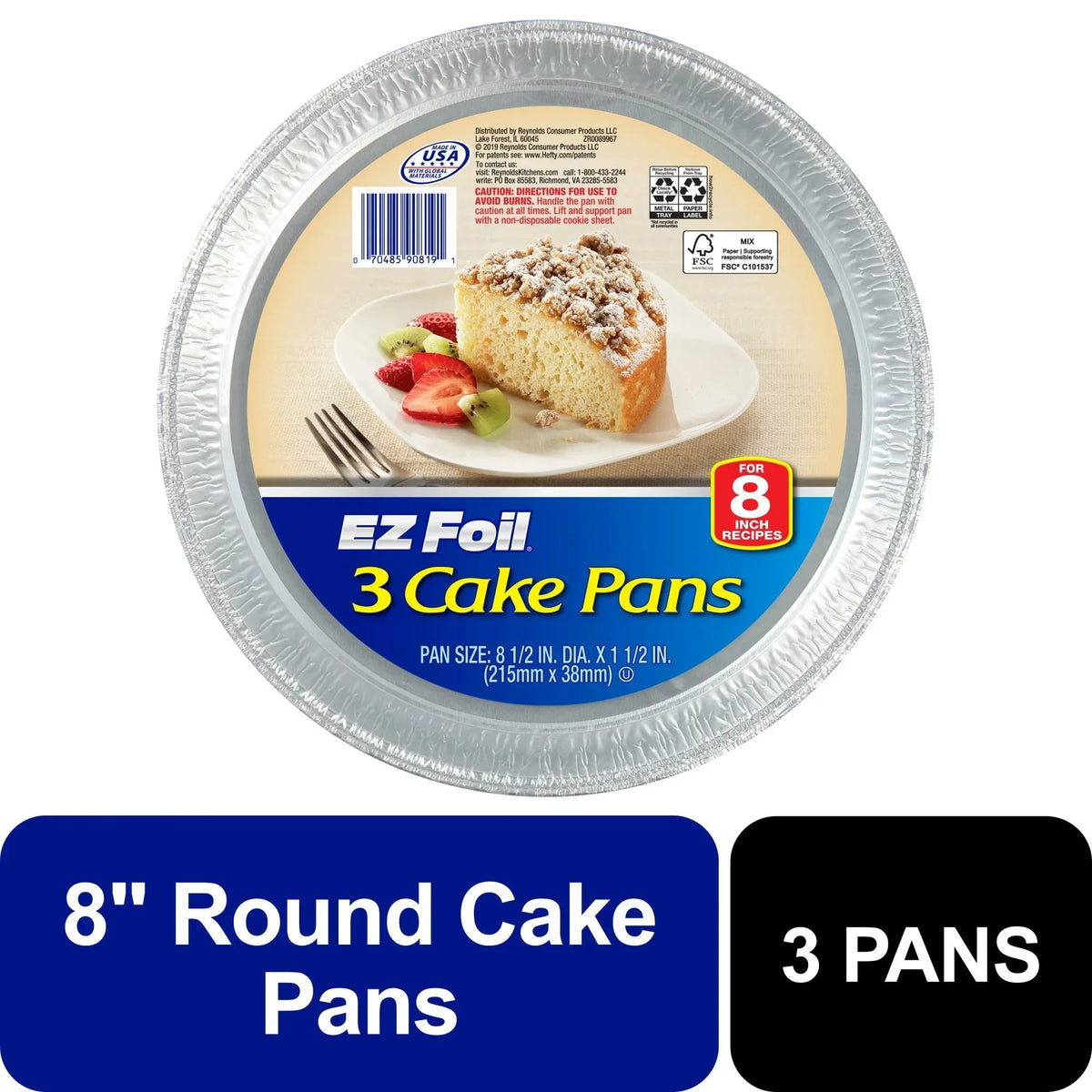Ez Foil Cake Pans Bakeware 8.5 Inch 8.5 Inch X 1.5 Inch Silver 1 Pack 3 Count