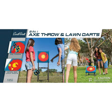 Product box for 2-in-1 axe throw and lawn darts game set