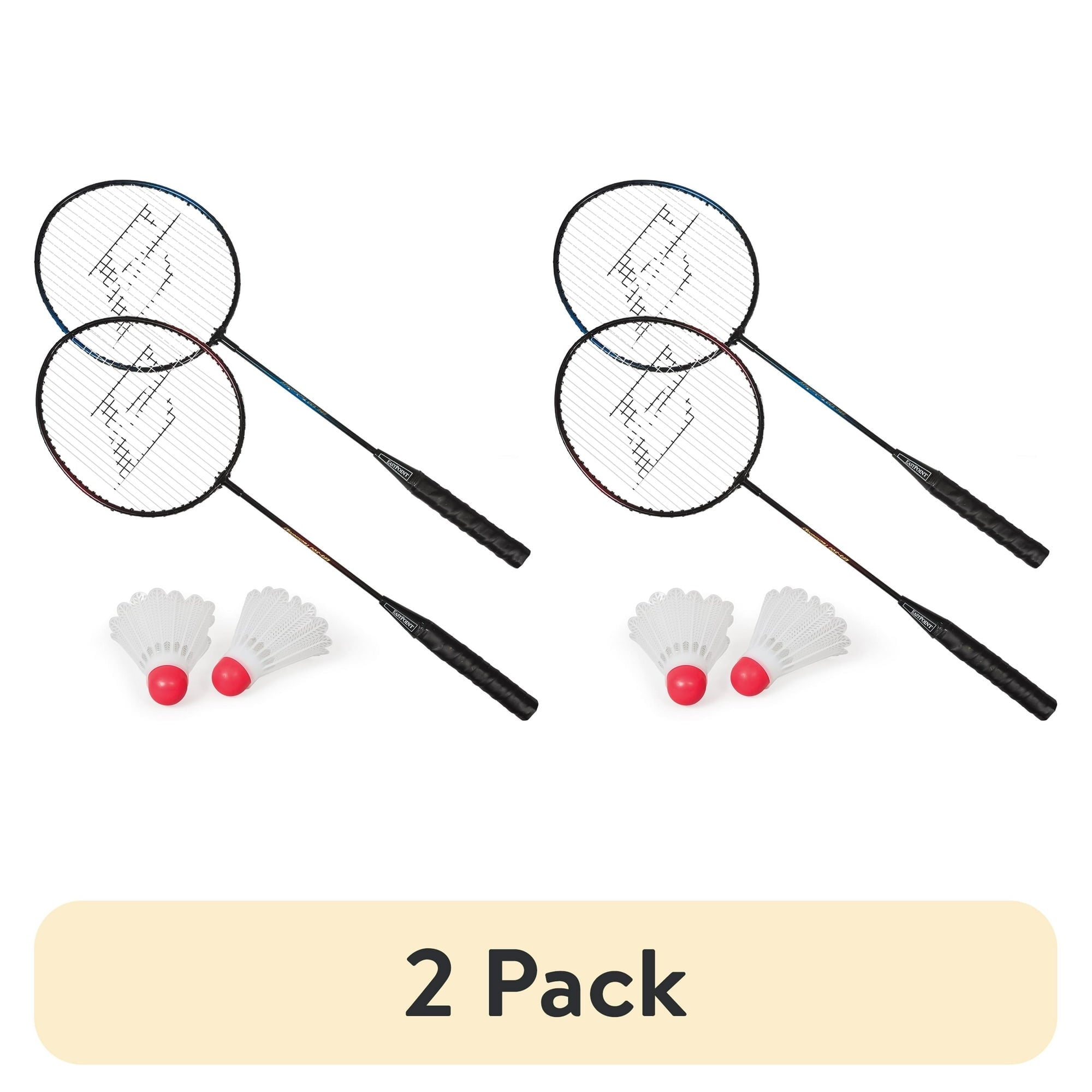 EastPoint Sports 2 Player Badminton Racket Set; 2 Rackets with Steel Shafts, 2 Shuttlecock Birdies