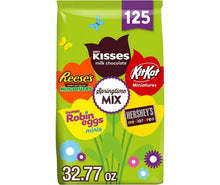 Chocolate candy variety pack bag, 125 count, assorted mini bars on green Easter packaging