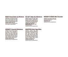 Ingredient and nutrition text panels on the back of a chocolate candy variety pack
