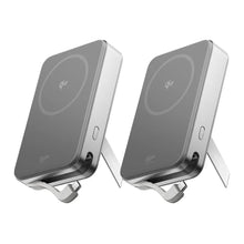 Magnetic power banks, dark gray, with stand and USB-C cable, 2-pack