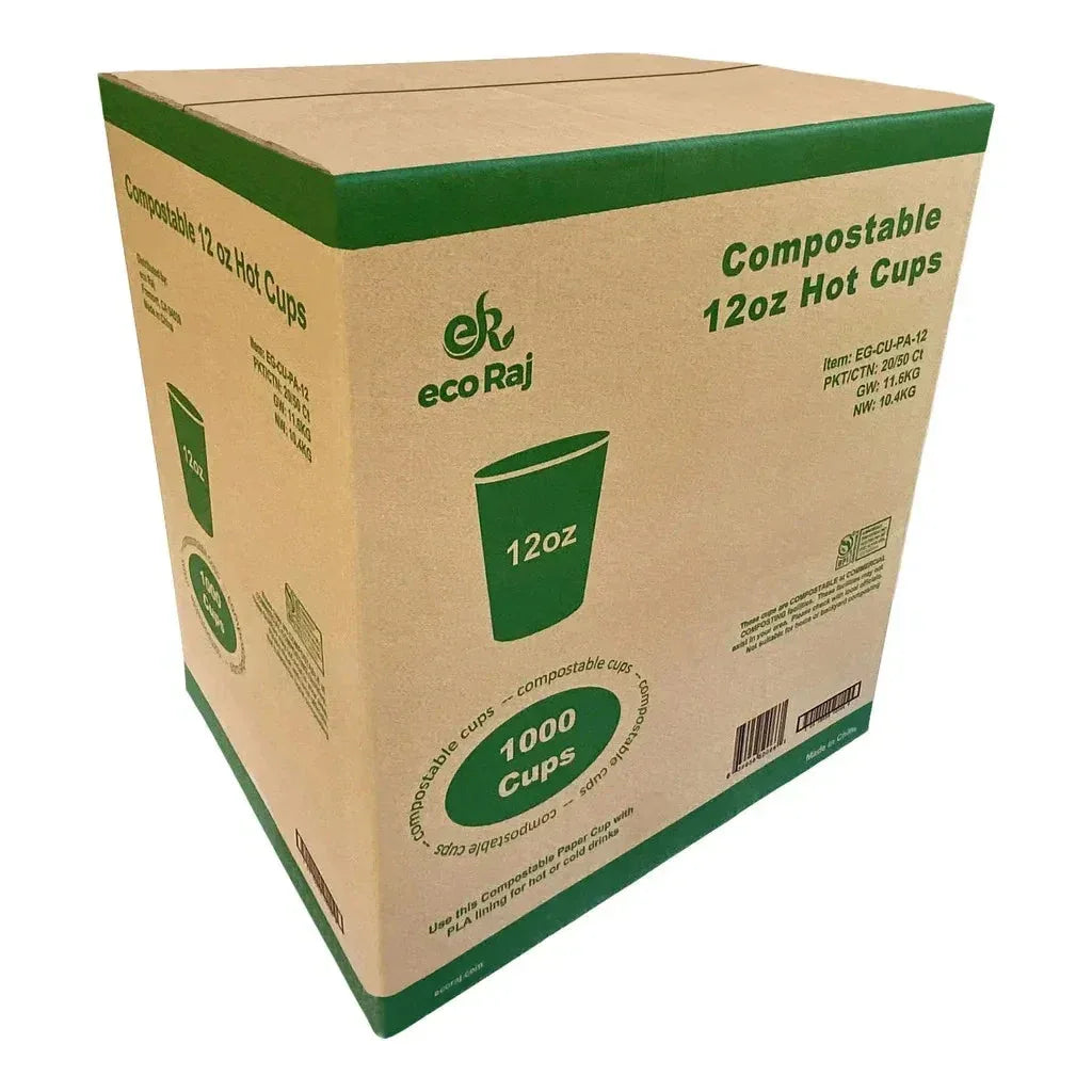 Eco Raj 12 oz Hot or Cold Compostable Cup, 1,000-count - USA MEGA SHOP