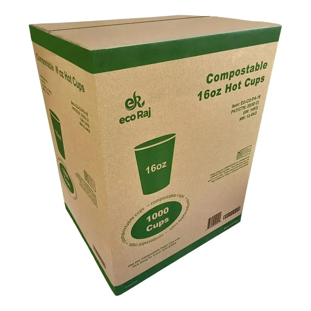 Eco Raj 16 oz Hot or Cold Compostable Cup, 1,000-count - USA MEGA SHOP