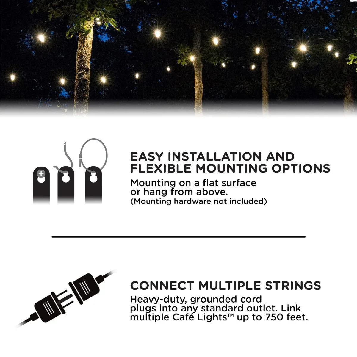 EcoScapes 36' LED Shatterproof Cafe String Lights, 18 Bulbs