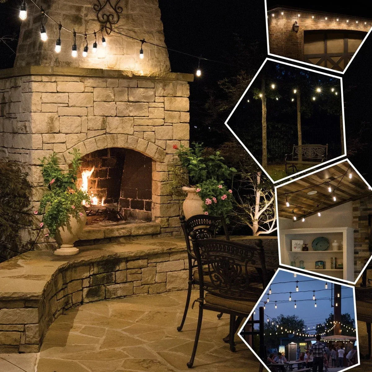 EcoScapes 36' LED Shatterproof Cafe String Lights, 18 Bulbs