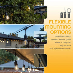 EcoScapes by Enbrighten 48' Outdoor LED Café String Lights, 24 Bulbs