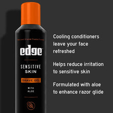 Edge Sensitive Skin shave gel bottle with orange cap and shave gel label