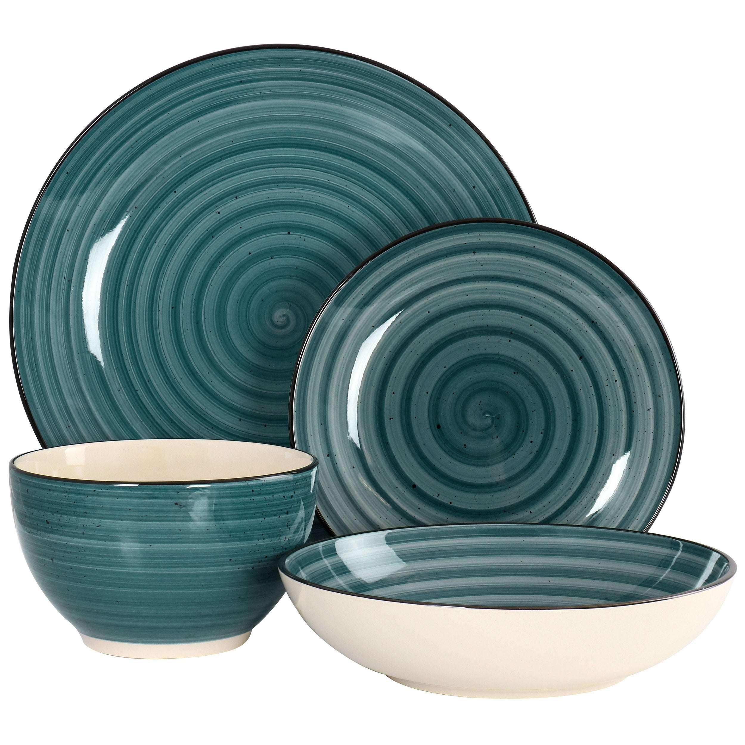 Elama Gia 24 Piece Stoneware Dinnerware Set in Cream