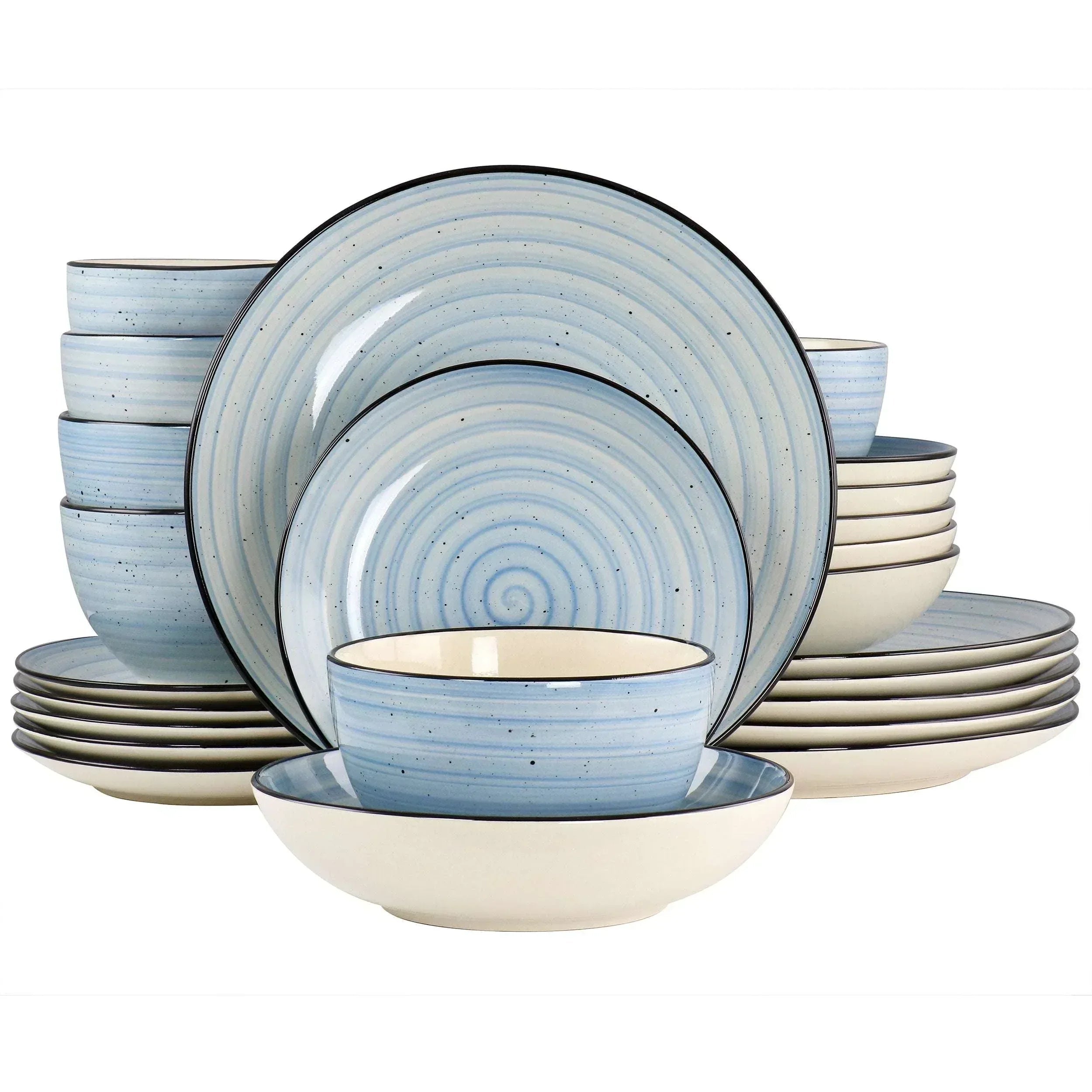 Elama Gia 24 Piece Stoneware Dinnerware Set in Cream
