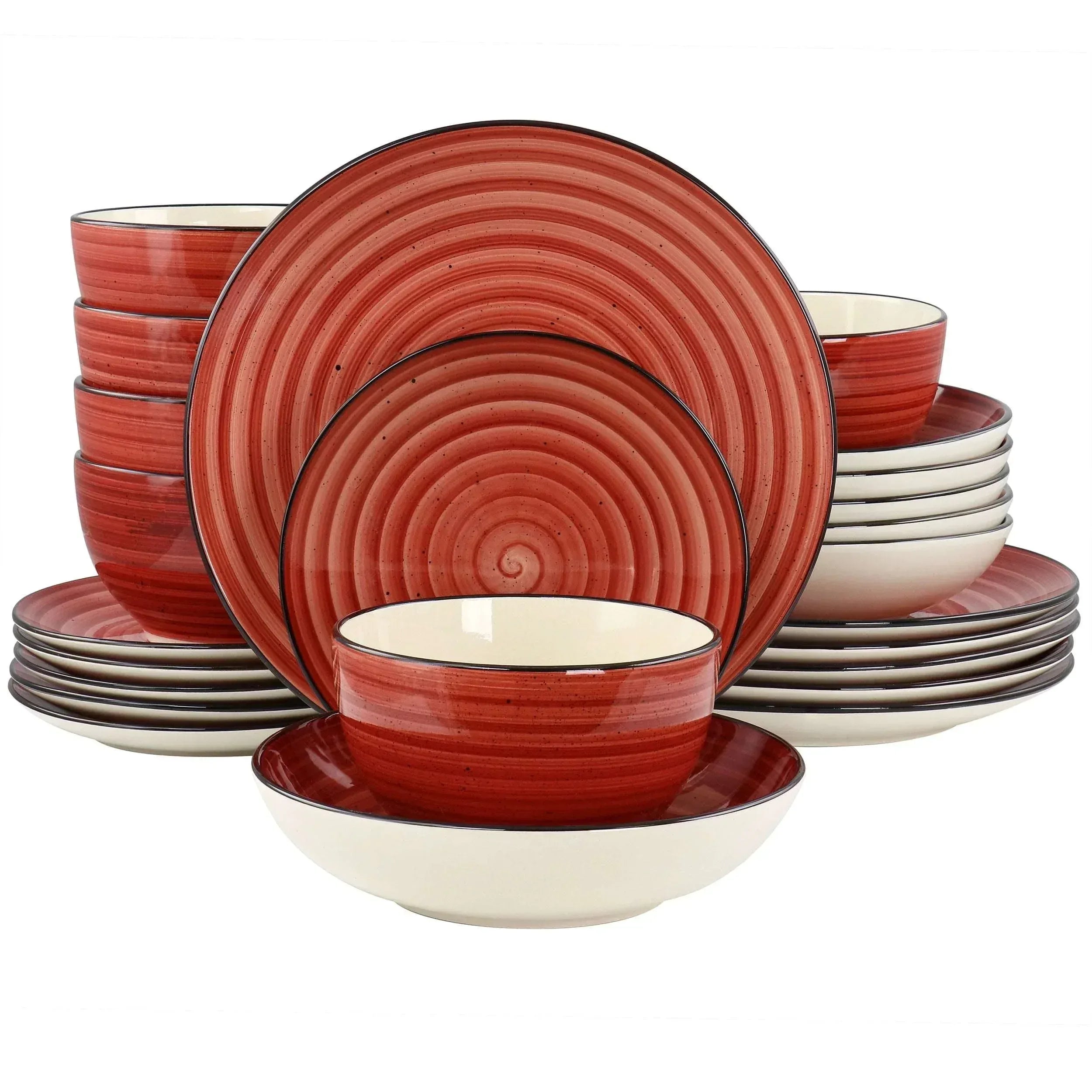 Elama Gia 24 Piece Stoneware Dinnerware Set in Cream