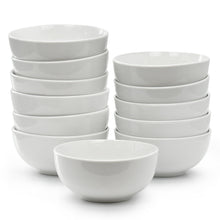 White porcelain bowl set, stacked assorted sizes for serving