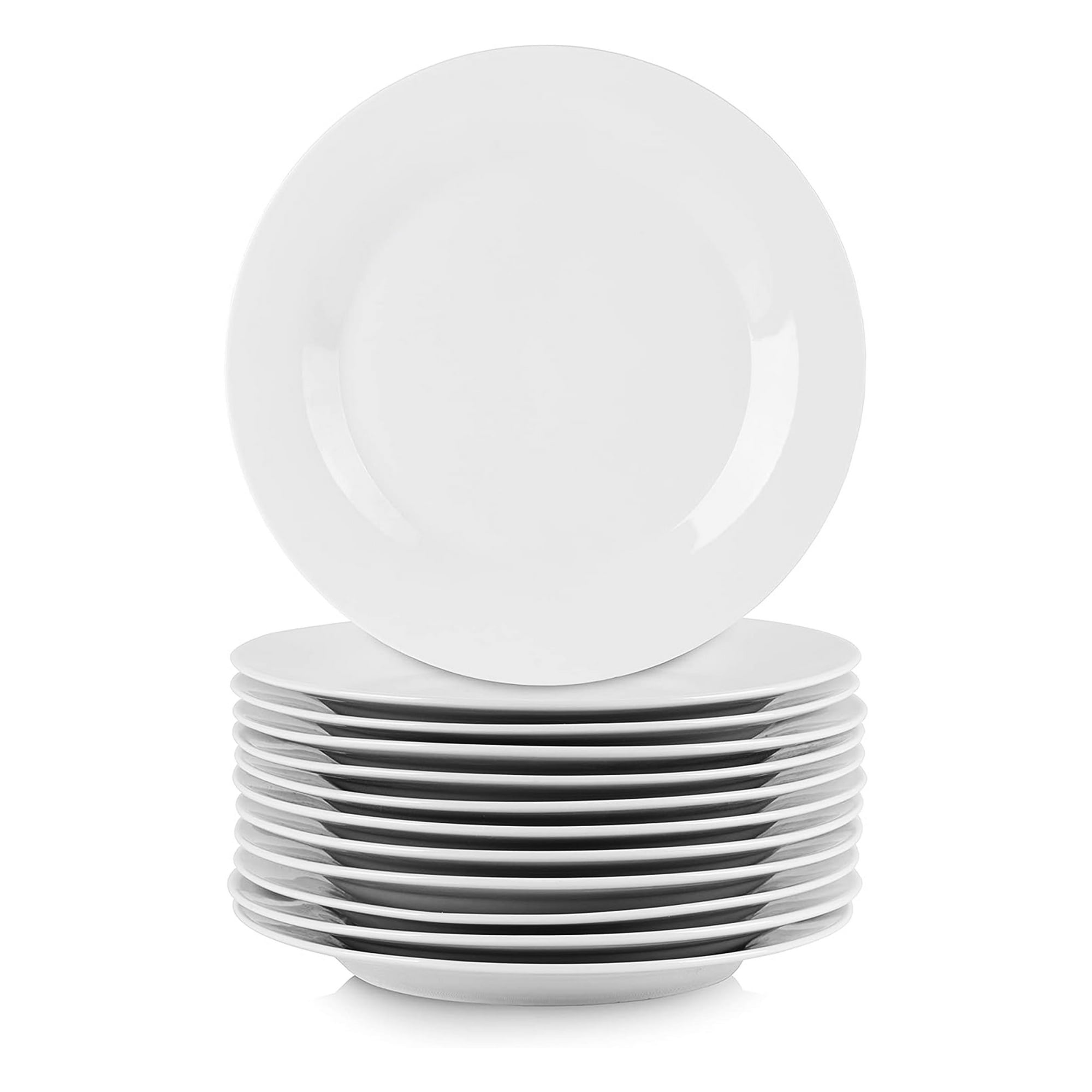 Elama Professional Kitchen 12 Piece Porcelain Round Dinner Plate Set in White