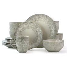 Ceramic dinner plates set with embossed floral lace border, round, off-white