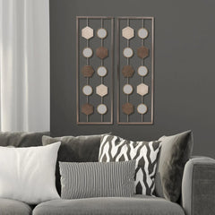 Elements Set of 2 Metal Geometric Wall D√©cor Panels - USA MEGA SHOP