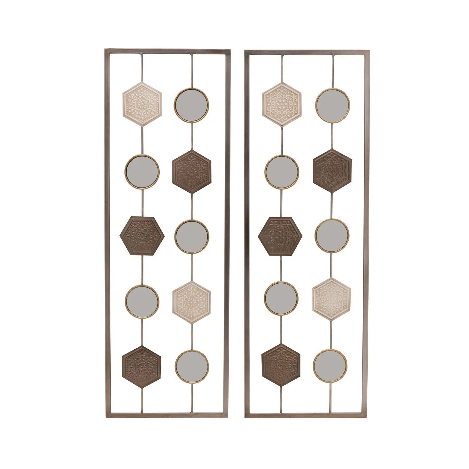 Elements Set of 2 Metal Geometric Wall D√©cor Panels - USA MEGA SHOP