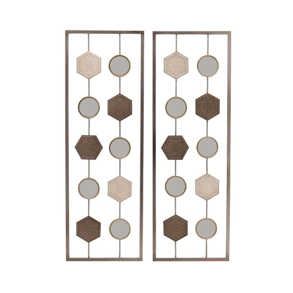 Elements Set of 2 Metal Geometric Wall D√©cor Panels - USA MEGA SHOP