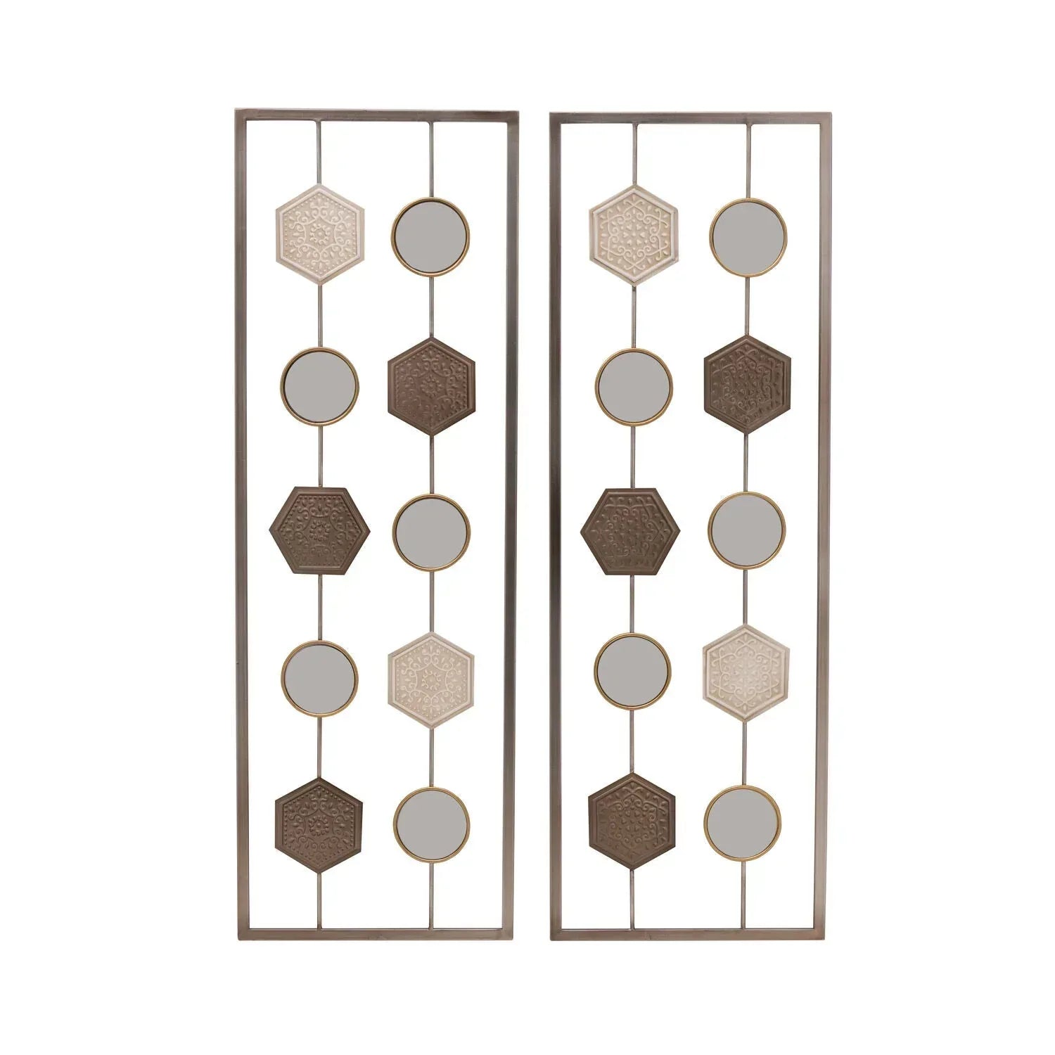 Elements Set of 2 Metal Geometric Wall Décor Panels