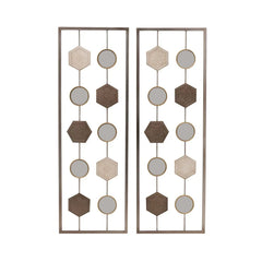 Elements Set of 2 Metal Geometric Wall Décor Panels