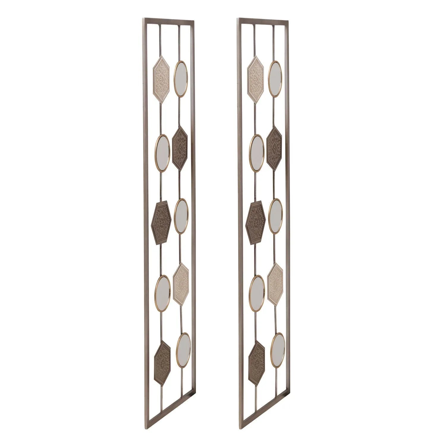 Elements Set of 2 Metal Geometric Wall D√©cor Panels - USA MEGA SHOP