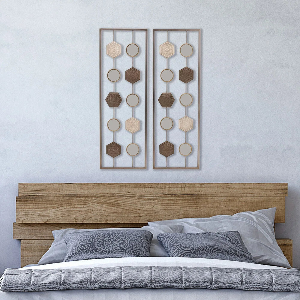 Elements Set of 2 Metal Geometric Wall D√©cor Panels - USA MEGA SHOP