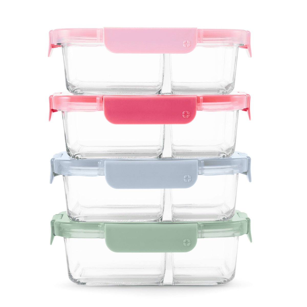Ello Color Lock 8pc 3.4 Cup Divided Glass Meal Prep Set
