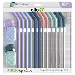 Ello 16-Piece Reusable Straw Set with Cleaning Brush - USA MEGA SHOP