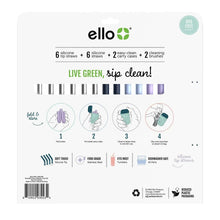 Reusable silicone straw set package with included cleaning brush and carry cases