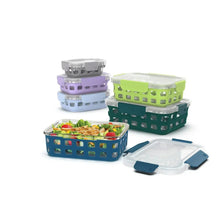 Colorful glass food storage containers with snap lids, 12-piece set