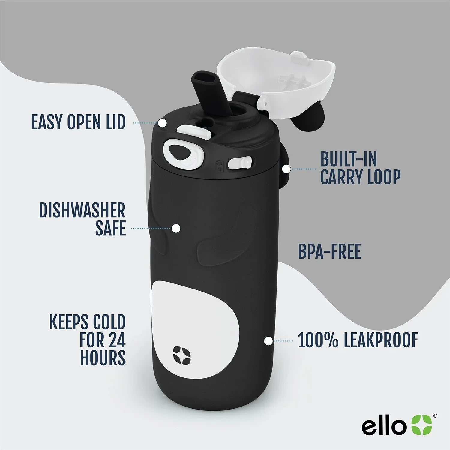 Ello Ellies 2-Pack 12oz Kids Stainless Steel Vacuum Insulated Water Bottle with Straw & Leak-Proof Lid - USA MEGA SHOP
