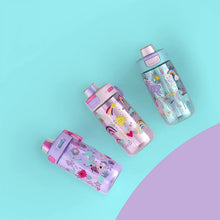 Kids tritan water bottles, 3-pack, animal rainbow print, three colors with flip caps