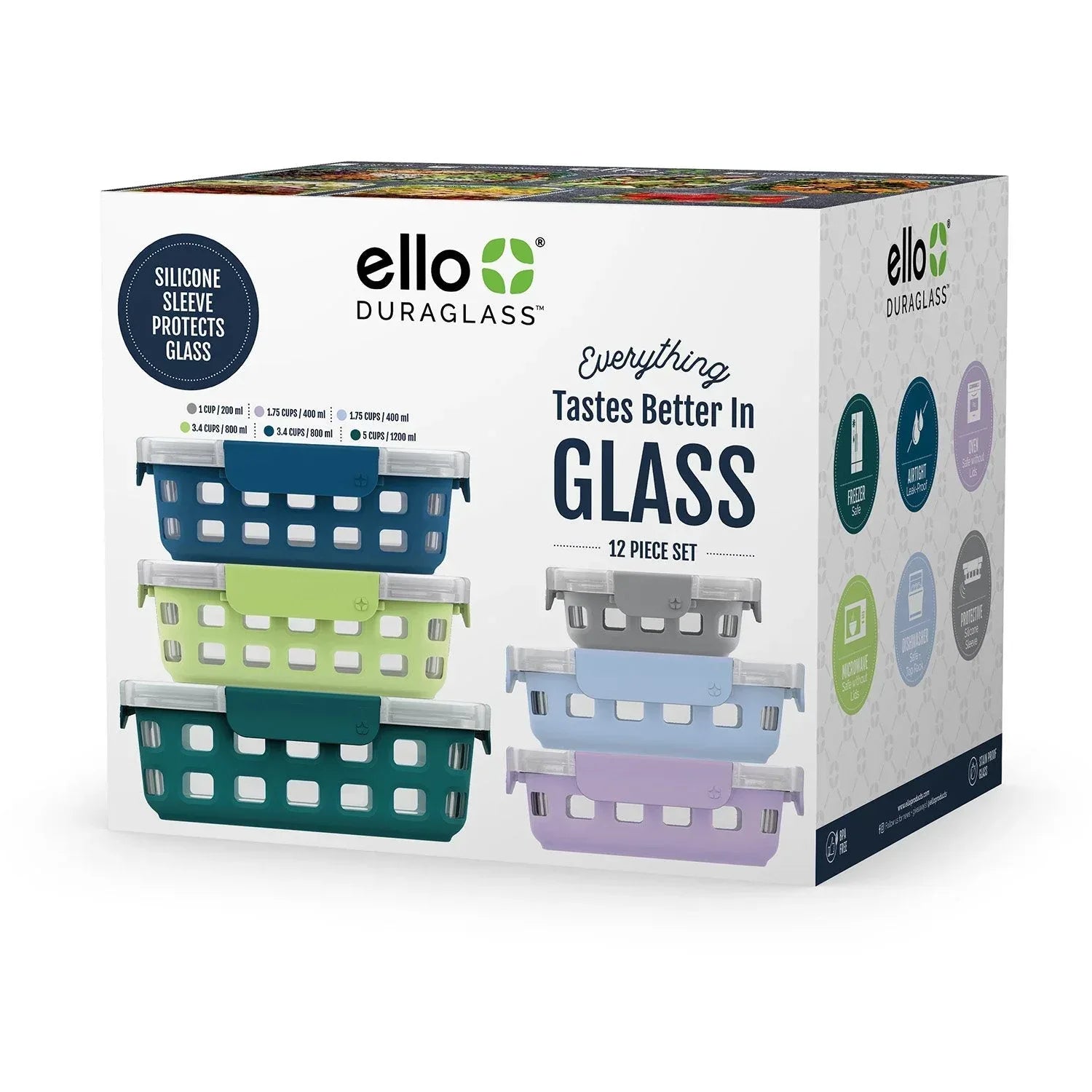 Ello DuraGlass 12-piece Glass Food Storage Set, Artic Berry - USA MEGA SHOP