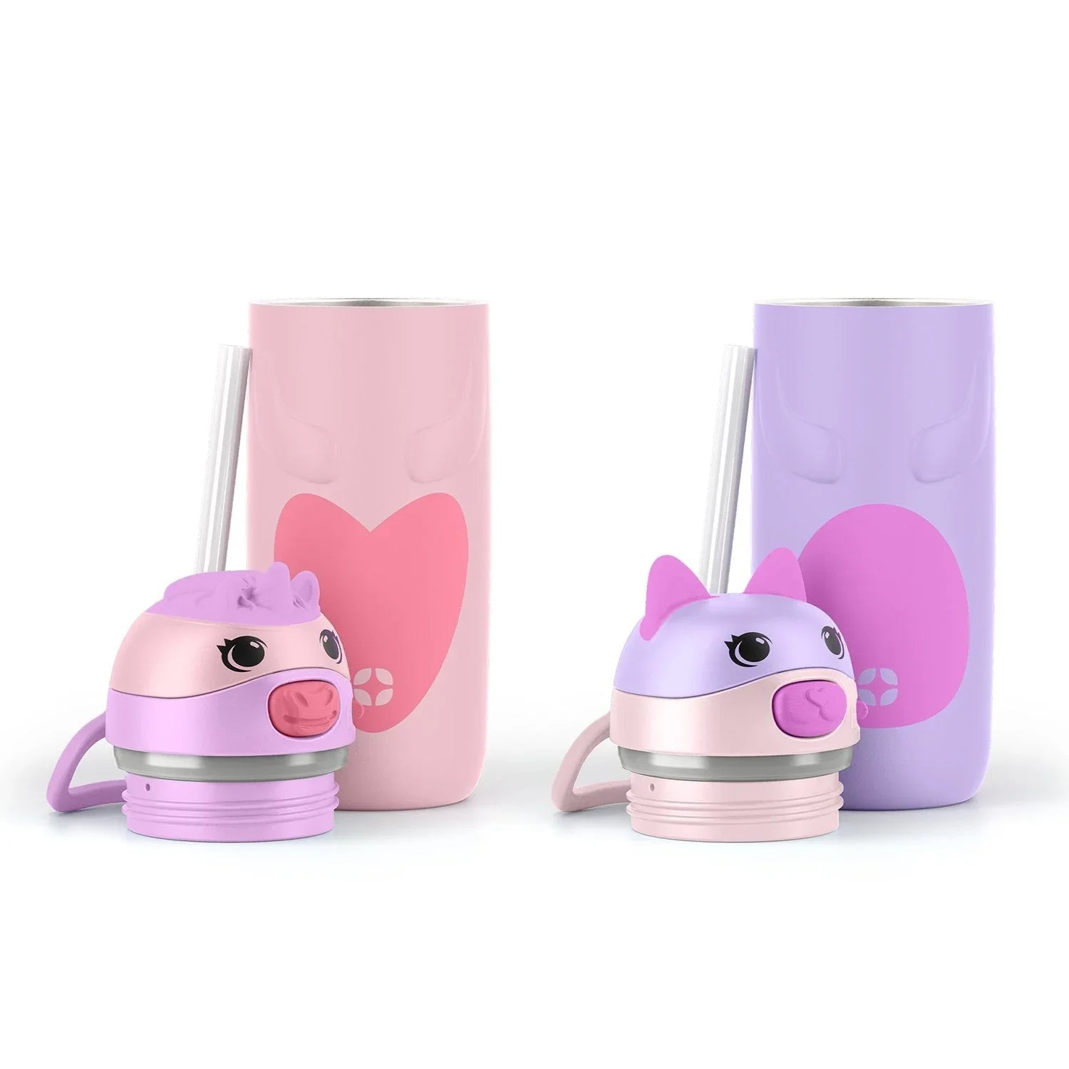 Ello Ellies 2-Pack 12oz Kids Stainless Steel Vacuum Insulated Water Bottle with Straw & Leak-Proof Lid - USA MEGA SHOP