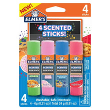 Scented clear glue stick set with four sticks: green, pink, blue, and pink.