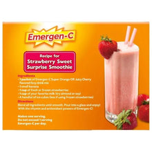 Recipe panel for Strawberry Sweet Surprise smoothie with milk, strawberries, and ice