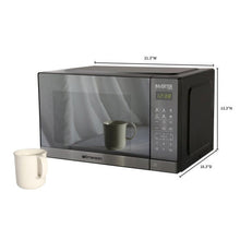 Countertop inverter microwave with dark glass door and touch keypad, side profile