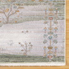 Empire Tree of Life rug close-up, light gray field with ornate branching details