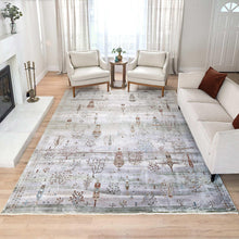 Empire Tree of Life area rug, light gray with multicolor tree motif