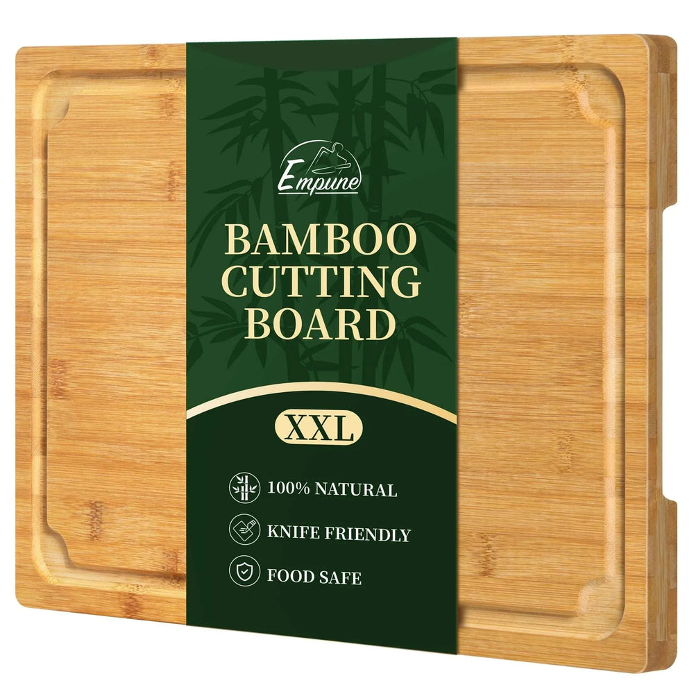 Empune Extra Large Bamboo Cutting Board, 19.9" Wooden Chopping Board for Kitchen with Juice Groove and Built-in Handles - USA MEGA SHOP