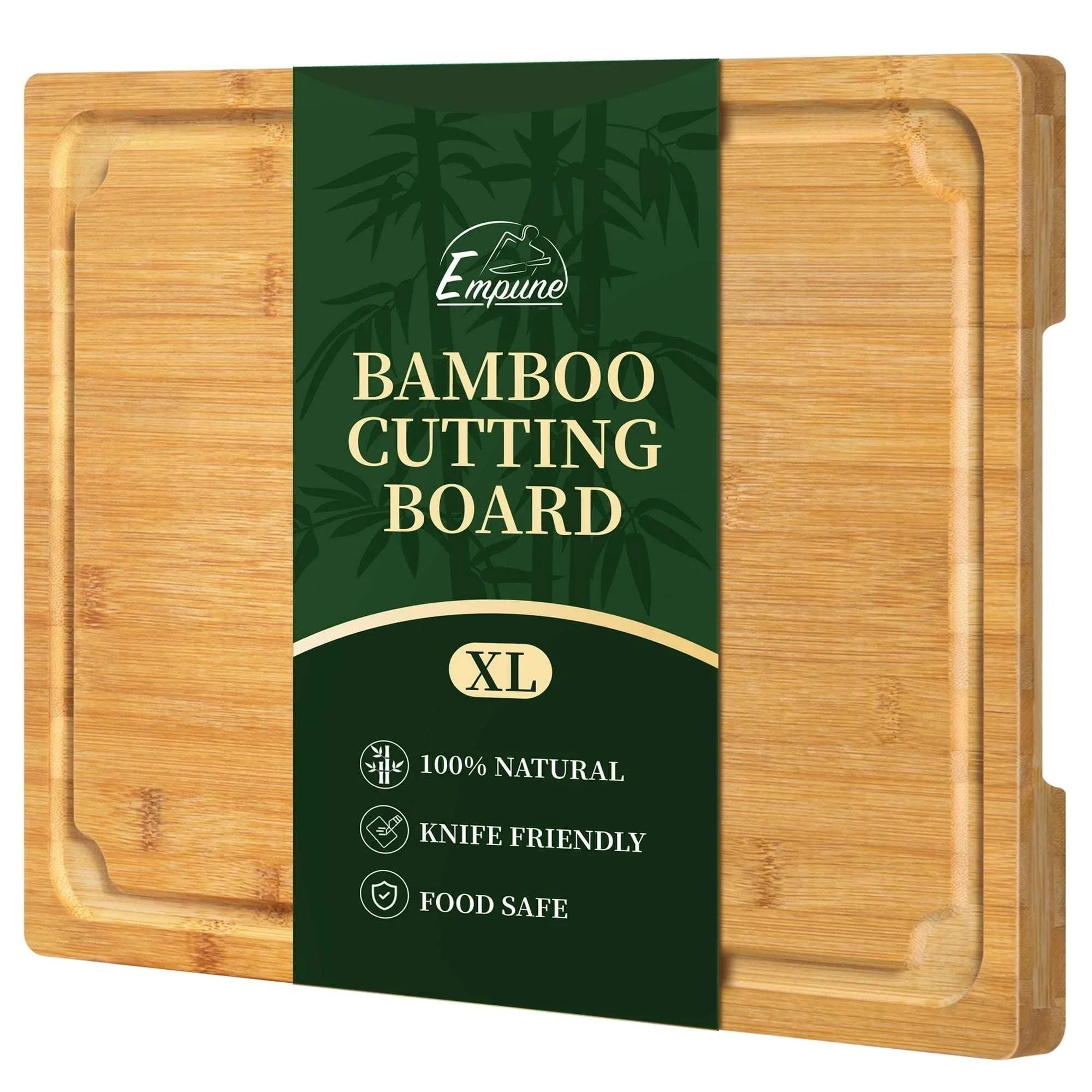 Empune Extra Large Bamboo Cutting Board, 19.9" Wooden Chopping Board for Kitchen with Juice Groove and Built-in Handles - USA MEGA SHOP